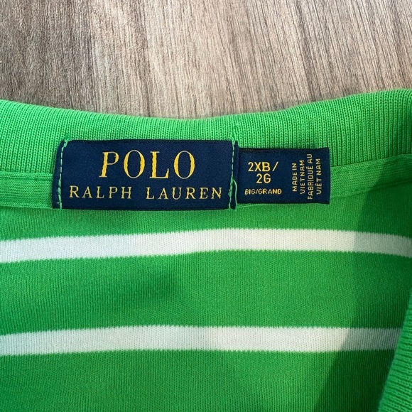 Polo Ralph Lauren Men’s 2XL Big Green White Striped Polo Shirt - Picture 3 of 6